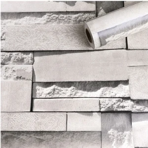 Papel Tapiz Piedra Laja Gris Autoadherible Pared 45cm X 10m Decorativo