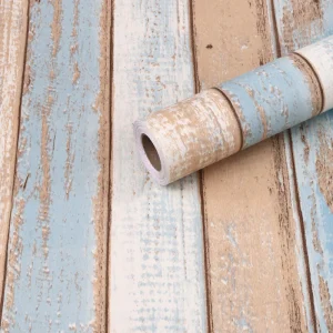 Papel Tapiz Autoadherible con Diseño de Madera de Colores Removible 10m x 45cm HY9305