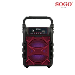 ALTAVOZ PORTATIL ROJO SOGO BLUETOOTH,USB,RADIO-5W-