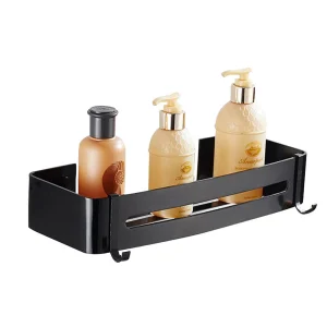 Estante para Ducha de Baño Sin Taladro Aluminio Adhesivo con 2 Ganchos