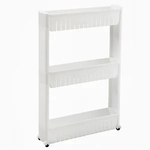 Carrito Torre Estante de Almacenamiento Multifuncional de Plástico de 3 Niveles con Ruedas Organizador Espacios Reducidos