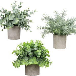 Set de 3 Macetas Decorativas de Plantas Artificiales Diseño Moderno para Interior y Exterior