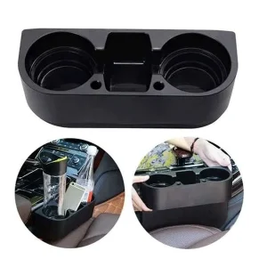 Organizador Para Auto Bebidas Y Celular Negro Portavasos