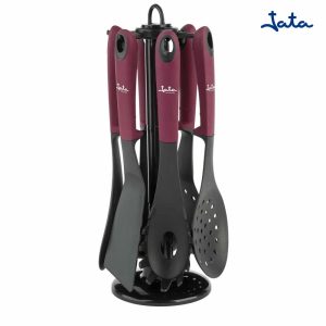 SET 6 UTENSILIOS COCINA JATA NYLON ROJO