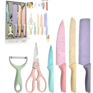 Juego De Cuchillos Profesionales Acero Inoxidable Multicolor En caja dura Para Regalo