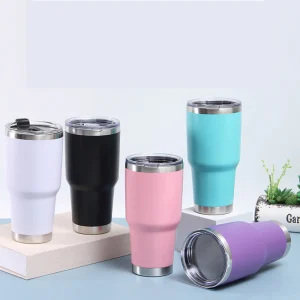 Termo Vaso de Acero Inoxidable 30oz Doble Pared Aislada al Vacío para Bebidas Frías y Calientes  con Pajita y Popote Regalos Corporativo