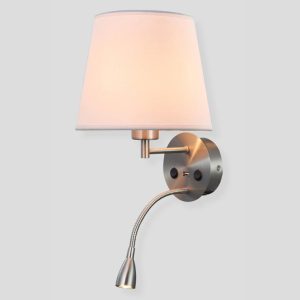 Aplique con lector LED con USB níquel satinado CAICOS