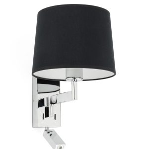 Aplique con lector LED cromo y negro ARTIS