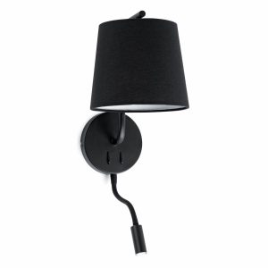 Aplique con lector LED negro BERNI