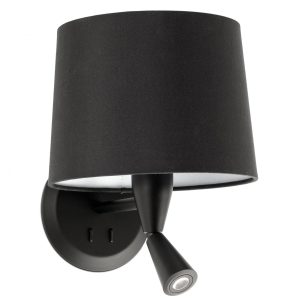 Aplique con lector LED negro CONGA