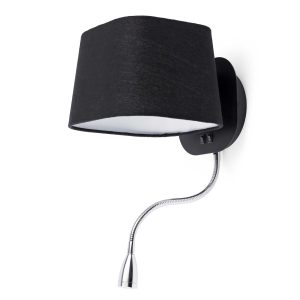 Aplique con lector LED negro SWEET