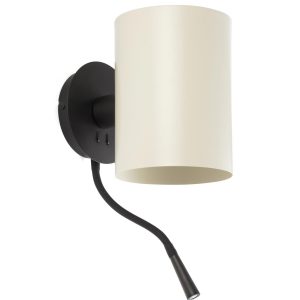 Aplique con lector LED negro y beige GUADALUPE