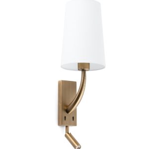 Aplique con lector LED oro viejo mate y blanco REM