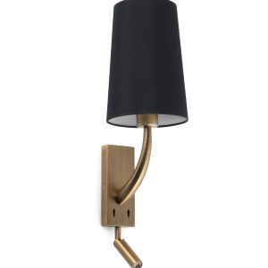 Aplique con lector LED oro viejo mate y negro REM