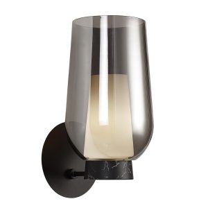 Aplique cristal ahumado y negro NORA