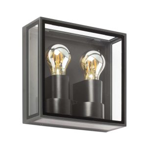 Aplique dos luces E27 gris oscuto POMO