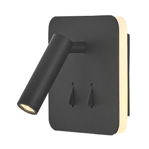 Aplique negro mate LED 3+6W 3000K luz cálida CAYMAN