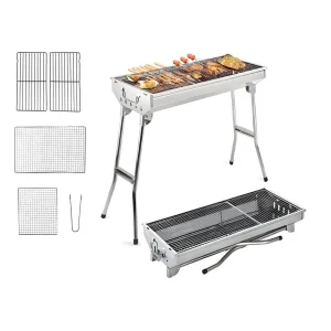 Asador Parrilla De Carbón Portátil Plegable Acero Inoxidable