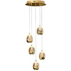 Colgante 5 luces LED oro ROCÍO dimable