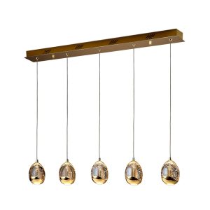 Colgante lineal 5 luces LED oro ROCÍO dimable
