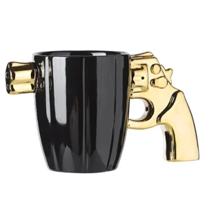 Taza De Cerámica De Café Para Hombre Forma Revolver Pistola 400ml