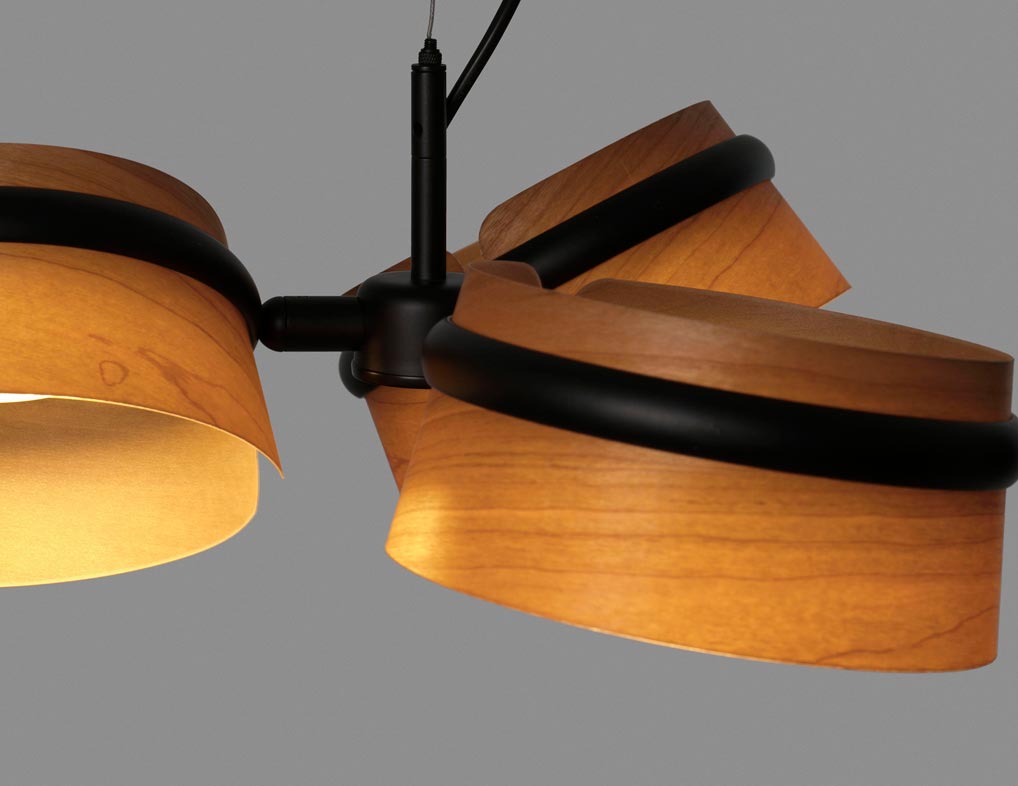 Lámpara 3 luces negra y madera LOOP LED - Imagen 4