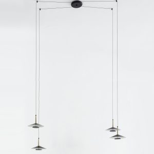 Lámpara 4 luces negra cuero y latón 32W ORION LED