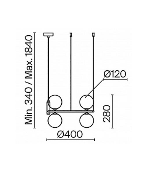 Lámpara 4 luces Ø 40 cm RING - Imagen 4