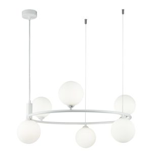 Lámpara blanca 6 luces Ø 58 cm RING