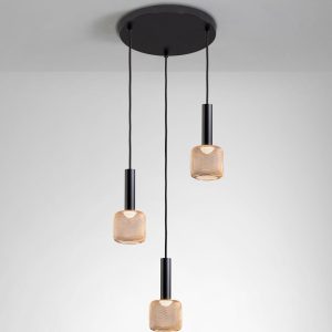 Lámpara 3 luces dimable SINCRO negro y oro