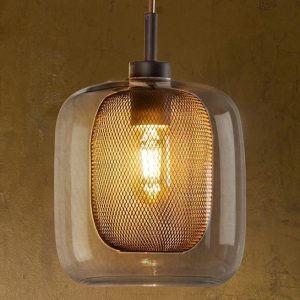 Lámpara colgante color chocolate y cristal Ø 20 cm FOX