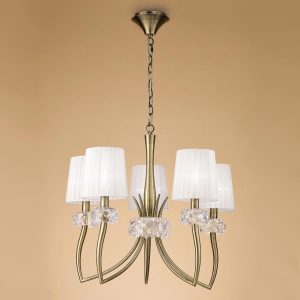 Lámpara cuero 5 luces LOEWE