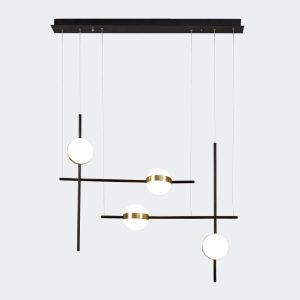 Lámpara colgante negra y dorado 32W CUBA LED