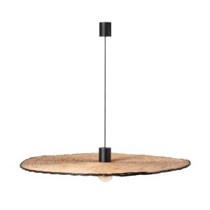 Lámpara colgante negra y ratán Ø100 cm COSTAS