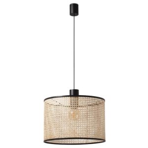 Lámpara colgante negra y ratán Ø45 cm MAMBO