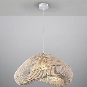 Lámpara colgante ratán blanco patinado Ø 55 cm SABAH