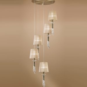 Colgante circular cuero TIFFANY 5+5 luces