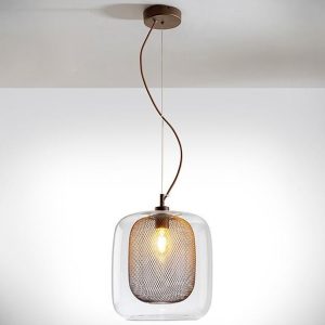 Lámpara color chocolate y cristal Ø 30 cm FOX