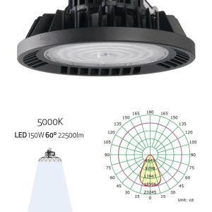 Lámpara de almacén negra 150W 60º luz fría URANO LED