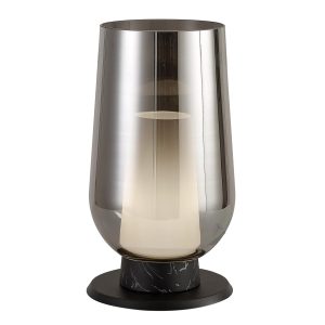 Lámpara de mesa cristal ahumado y negro NORA