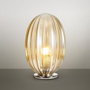 Lámpara de mesa cristal tono coñac OVILA