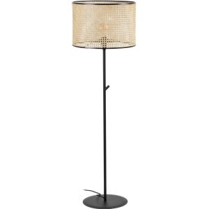 Lámpara de pie negra y ratán MAMBO