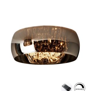 Lámpara de techo dimable 50 cm Ø cromo y cristal ARGOS