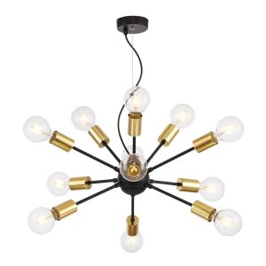 Lámpara dorada y negra 12 luces Ø 75 cm JACKSON