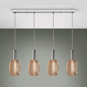 Lámpara lineal 4 luces dimable cromo y oro MICRON