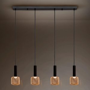 Lámpara lineal 4 luces dimable SINCRO negro y oro