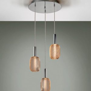 Lámpara techo 3 luces dimable cromo y dorado MICRON