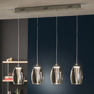 Lámpara techo lineal LED 4 luces cromo NEBULA