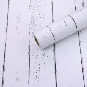 Papel Tapiz Diseño de Madera Blanca para una Decoración Minimalista y Moderna 10m x 45cm HY9302