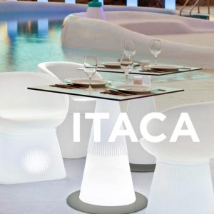 Mesa con pie central con luz LED ITACA